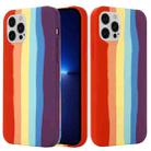 For iPhone 13 Pro Rainbow Liquid Silicone Shockproof Full Coverage Protective Case (Red) - 1