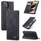 For iPhone 13 CaseMe-013 Multifunctional Retro Frosted Horizontal Flip Leather Case with Card Slot & Holder & Wallet(Black) - 1