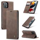 For iPhone 13 CaseMe-013 Multifunctional Retro Frosted Horizontal Flip Leather Case with Card Slot & Holder & Wallet(Coffee) - 1