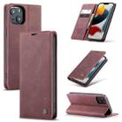 For iPhone 13 CaseMe-013 Multifunctional Retro Frosted Horizontal Flip Leather Case with Card Slot & Holder & Wallet(Wine Red) - 1