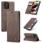 For iPhone 13 Pro CaseMe-013 Multifunctional Retro Frosted Horizontal Flip Leather Case with Card Slot & Holder & Wallet (Coffee) - 1