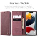 For iPhone 13 Pro CaseMe-013 Multifunctional Retro Frosted Horizontal Flip Leather Case with Card Slot & Holder & Wallet (Wine Red) - 3