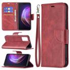 For vivo V21 Retro Lambskin Texture Pure Color Horizontal Flip PU Leather Case with Holder & Card Slots & Wallet & Lanyard(Red) - 1