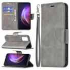 For vivo V21 Retro Lambskin Texture Pure Color Horizontal Flip PU Leather Case with Holder & Card Slots & Wallet & Lanyard(Grey) - 1