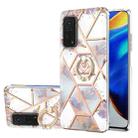 For Xiaomi Mi 10T / Mi 10T Pro Electroplating Splicing Marble Flower Pattern TPU Shockproof Case with Rhinestone Ring Holder(Imperial Crown) - 1