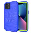 For iPhone 13 mini Wave Pattern 3 in 1 Silicone + PC Shockproof Protective Case (Blue+Olivine) - 1