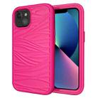 For iPhone 13 mini Wave Pattern 3 in 1 Silicone + PC Shockproof Protective Case (Hot Pink) - 1