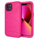 For iPhone 13 Wave Pattern 3 in 1 Silicone + PC Shockproof Protective Case(Hot Pink) - 1