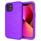 For iPhone 13 Wave Pattern 3 in 1 Silicone + PC Shockproof Protective Case(Purple) - 1