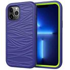 For iPhone 13 Pro Wave Pattern 3 in 1 Silicone + PC Shockproof Protective Case (Navy+Olivine) - 1