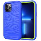 For iPhone 13 Pro Wave Pattern 3 in 1 Silicone + PC Shockproof Protective Case (Blue+Olivine) - 1