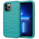 For iPhone 13 Pro Wave Pattern 3 in 1 Silicone + PC Shockproof Protective Case (Dark Sea Green) - 1
