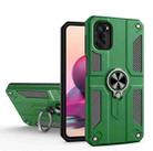 For Xiaomi Redmi Note 10 4G Carbon Fiber Pattern PC + TPU Protective Case with Ring Holder(Dark Green) - 1