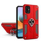 For Xiaomi Redmi Note 10 Pro Carbon Fiber Pattern PC + TPU Protective Case with Ring Holder(Red) - 1