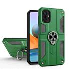For Xiaomi Redmi Note 10 Pro Carbon Fiber Pattern PC + TPU Protective Case with Ring Holder(Dark Green) - 1