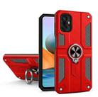 For Xiaomi Redmi Note 10 Pro Max Carbon Fiber Pattern PC + TPU Protective Case with Ring Holder(Red) - 1
