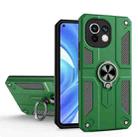 For Xiaomi Mi 11 Lite Carbon Fiber Pattern PC + TPU Protective Case with Ring Holder(Dark Green) - 1