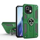 For Xiaomi Mi 11 Carbon Fiber Pattern PC + TPU Protective Case with Ring Holder(Dark Green) - 1