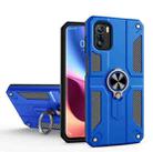 For Xiaomi Poco F3 Carbon Fiber Pattern PC + TPU Protective Case with Ring Holder(Dark Blue) - 1