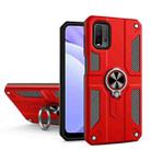 For Xiaomi Poco M3 / Redmi 9 Power Carbon Fiber Pattern PC + TPU Protective Case with Ring Holder(Red) - 1