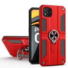 For Xiaomi Poco C3 Carbon Fiber Pattern PC + TPU Protective Case with Ring Holder(Red) - 1