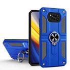 For Xiaomi Poco X3 Carbon Fiber Pattern PC + TPU Protective Case with Ring Holder(Dark Blue) - 1