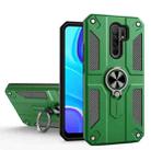 For Xiaomi Redmi 9 Carbon Fiber Pattern PC + TPU Protective Case with Ring Holder(Dark Green) - 1