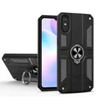 For Xiaomi Redmi 9A Carbon Fiber Pattern PC + TPU Protective Case with Ring Holder(Black) - 1