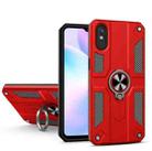 For Xiaomi Redmi 9A Carbon Fiber Pattern PC + TPU Protective Case with Ring Holder(Red) - 1