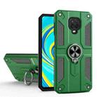 For Xiaomi Redmi Note 9S / Note 9 Pro Carbon Fiber Pattern PC + TPU Protective Case with Ring Holder(Dark Green) - 1