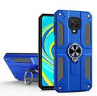 For Xiaomi Redmi Note 9S / Note 9 Pro Carbon Fiber Pattern PC + TPU Protective Case with Ring Holder(Dark Blue) - 1