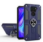 For Xiaomi Redmi Note 9 Carbon Fiber Pattern PC + TPU Protective Case with Ring Holder(Sapphire Blue) - 1