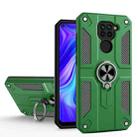 For Xiaomi Redmi Note 9 Carbon Fiber Pattern PC + TPU Protective Case with Ring Holder(Dark Green) - 1