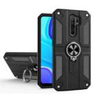 For Xiaomi Redmi Note 8 Pro Carbon Fiber Pattern PC + TPU Protective Case with Ring Holder(Black) - 1