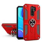 For Xiaomi Redmi Note 8 Pro Carbon Fiber Pattern PC + TPU Protective Case with Ring Holder(Red) - 1