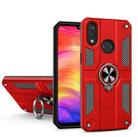 For Xiaomi Redmi Note 7 / Note 7 Pro Carbon Fiber Pattern PC + TPU Protective Case with Ring Holder(Red) - 1