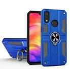 For Xiaomi Redmi Note 7 / Note 7 Pro Carbon Fiber Pattern PC + TPU Protective Case with Ring Holder(Dark Blue) - 1