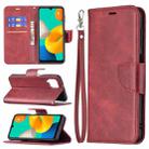 For Samsung Galaxy M32 Retro Lambskin Texture Pure Color Horizontal Flip PU Leather Case with Holder & Card Slots & Wallet & Lanyard(Red) - 1
