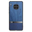 For Huawei Mate 30 Shang Rui Wood Grain Skin PU + TPU Shockproof Case(Blue) - 1