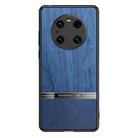 For Huawei Mate 40 Pro Shang Rui Wood Grain Skin PU + TPU Shockproof Case(Blue) - 1