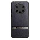 For Huawei Mate 40 Shang Rui Wood Grain Skin PU + TPU Shockproof Case(Black) - 1