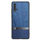 For Huawei nova 5 Shang Rui Wood Grain Skin PU + TPU Shockproof Case(Blue) - 1