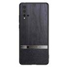 For Huawei nova 5 Shang Rui Wood Grain Skin PU + TPU Shockproof Case(Black) - 1