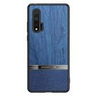 For Huawei nova 6 Shang Rui Wood Grain Skin PU + TPU Shockproof Case(Blue) - 1