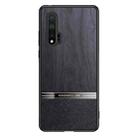 For Huawei nova 6 Shang Rui Wood Grain Skin PU + TPU Shockproof Case(Black) - 1