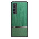 For Huawei nova 7 Pro 5G Shang Rui Wood Grain Skin PU + TPU Shockproof Case(Green) - 1