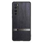 For Huawei nova 7 Pro 5G Shang Rui Wood Grain Skin PU + TPU Shockproof Case(Black) - 1