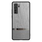 For Huawei nova 7 SE Shang Rui Wood Grain Skin PU + TPU Shockproof Case(Grey) - 1