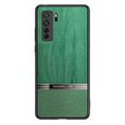 For Huawei nova 7 SE Shang Rui Wood Grain Skin PU + TPU Shockproof Case(Green) - 1