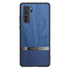 For Huawei nova 7 SE Shang Rui Wood Grain Skin PU + TPU Shockproof Case(Blue) - 1